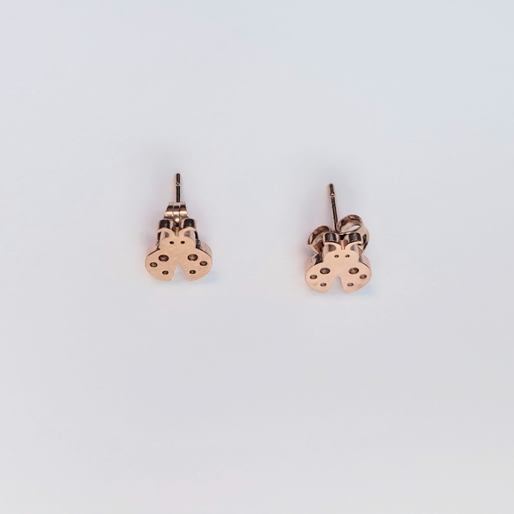 Trendy, cute lady bug stainless steel earrings in rose gold color. New - Picture 3 of 3
